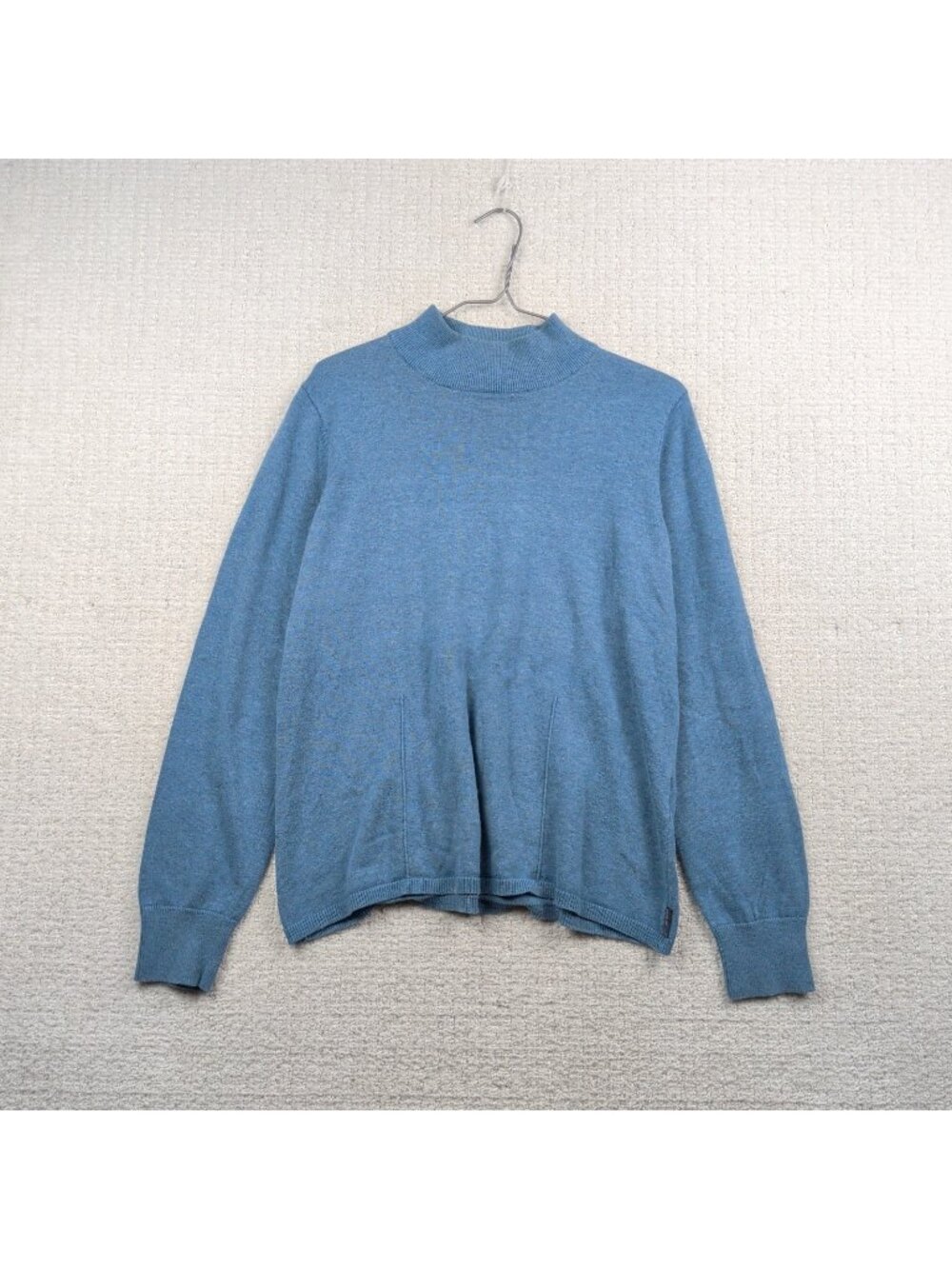 Woolrich Mock-Neck Pullover Cozy Cabin Sweater Heathered Soft Blue Wom Sz L